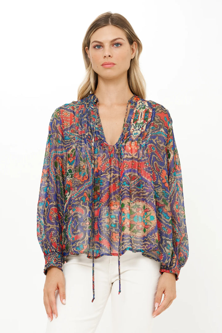 Persia Cobalt Pintuck Blouse