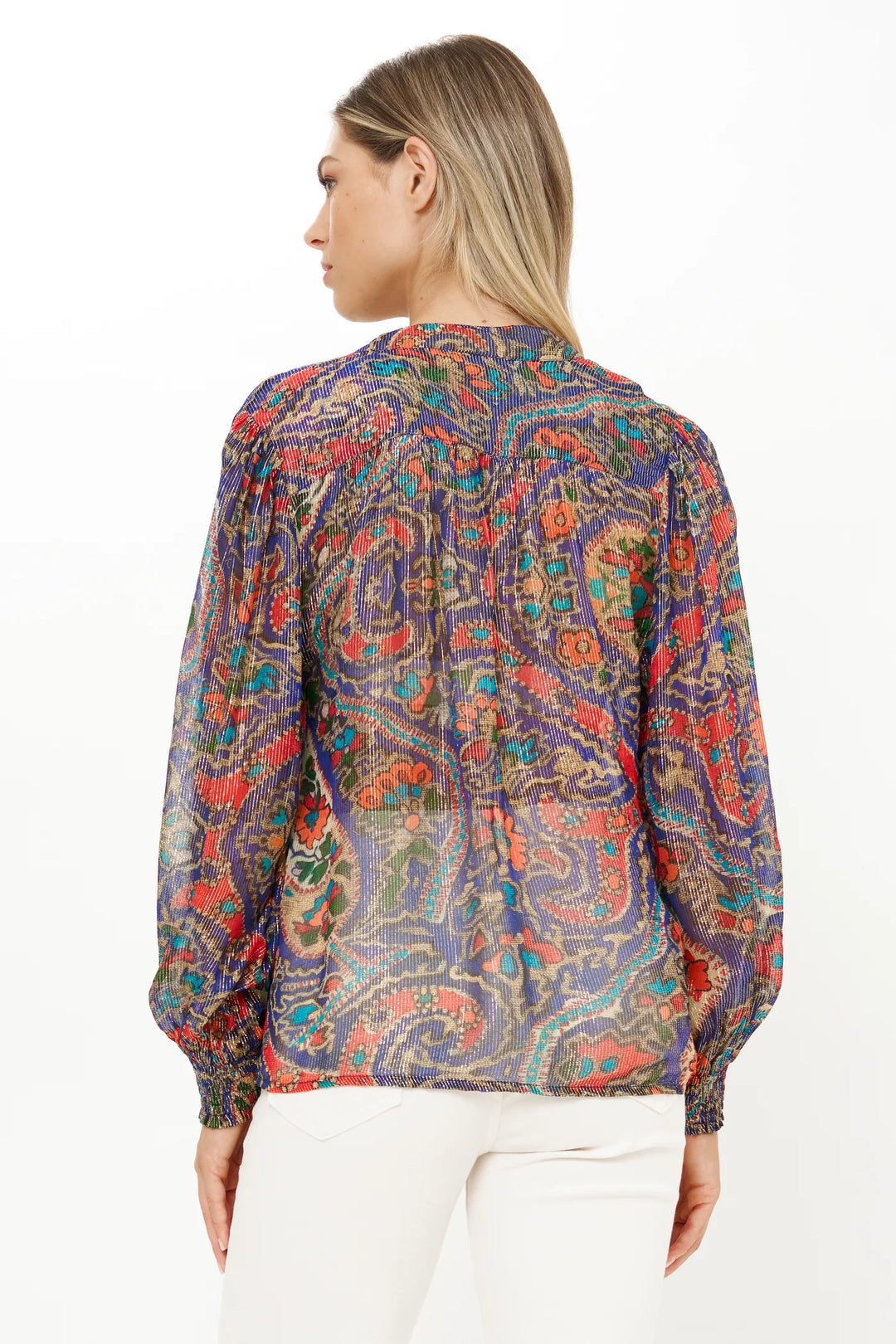 Persia Cobalt Pintuck Blouse