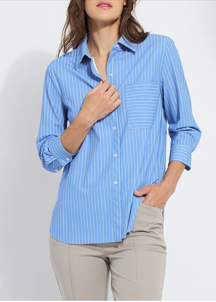 Schiffer Pinstripe 3/4 Sleeve Blouse