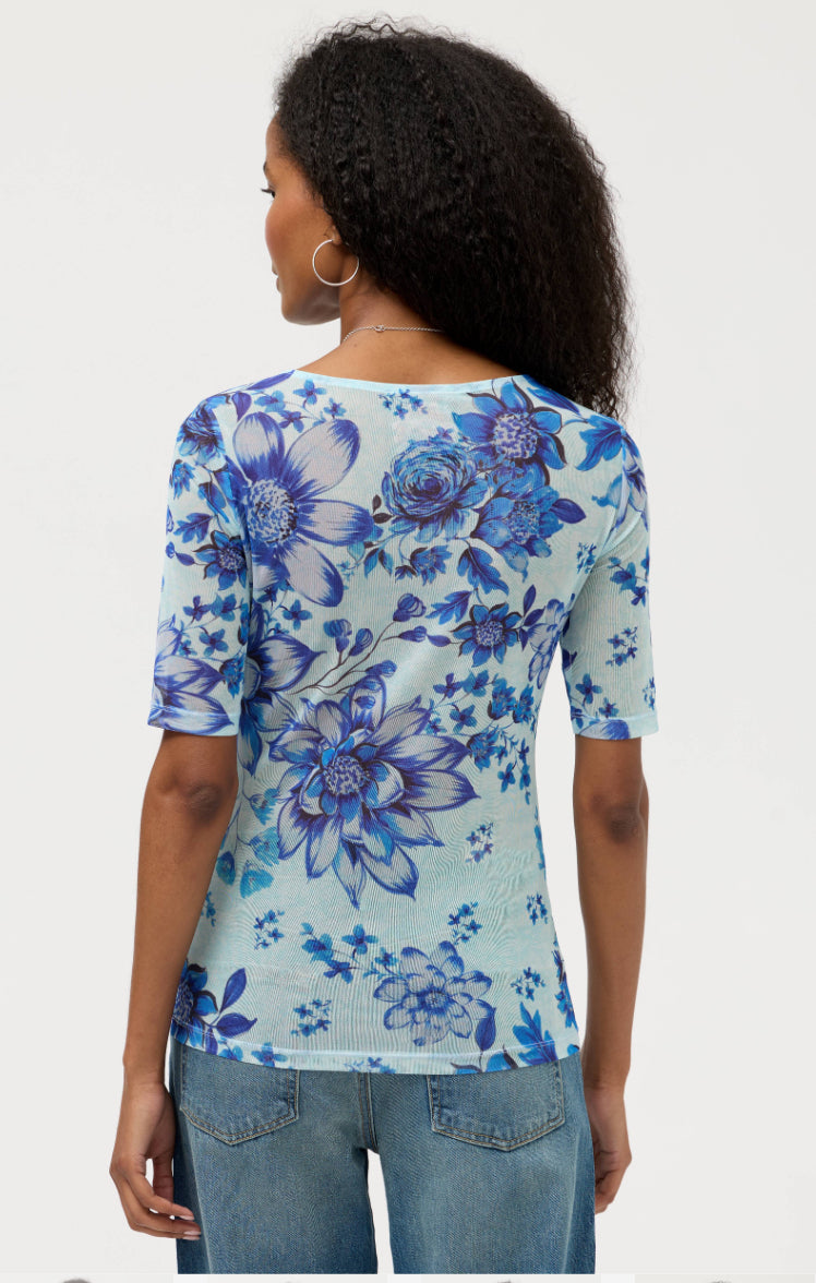Elbow Sleeve Mesh Top