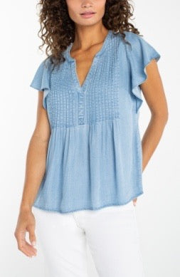 Flutter Sleeve Pintuck Blouse