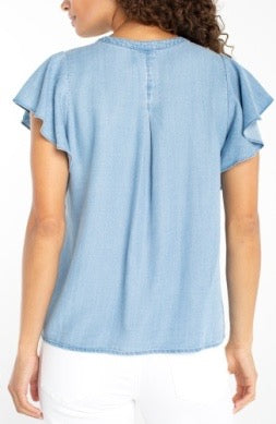 Flutter Sleeve Pintuck Blouse