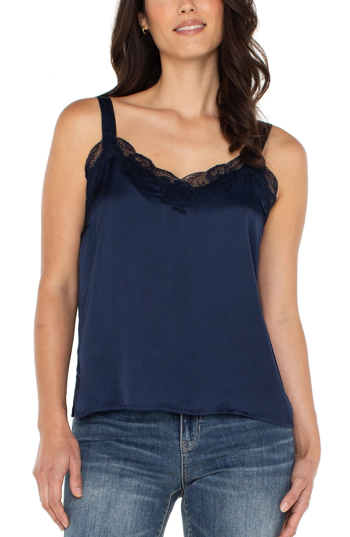 Woven Tank with Lace
