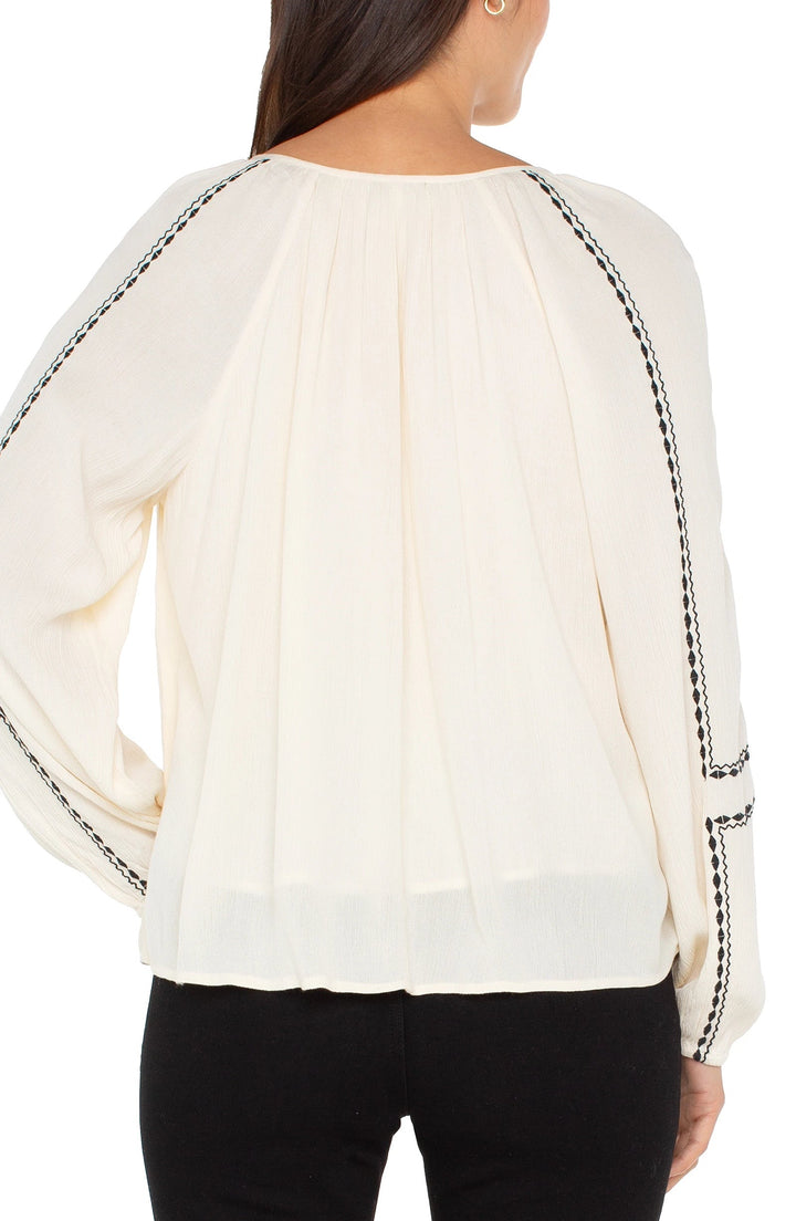 Woven Ragland Embroidered Blouse