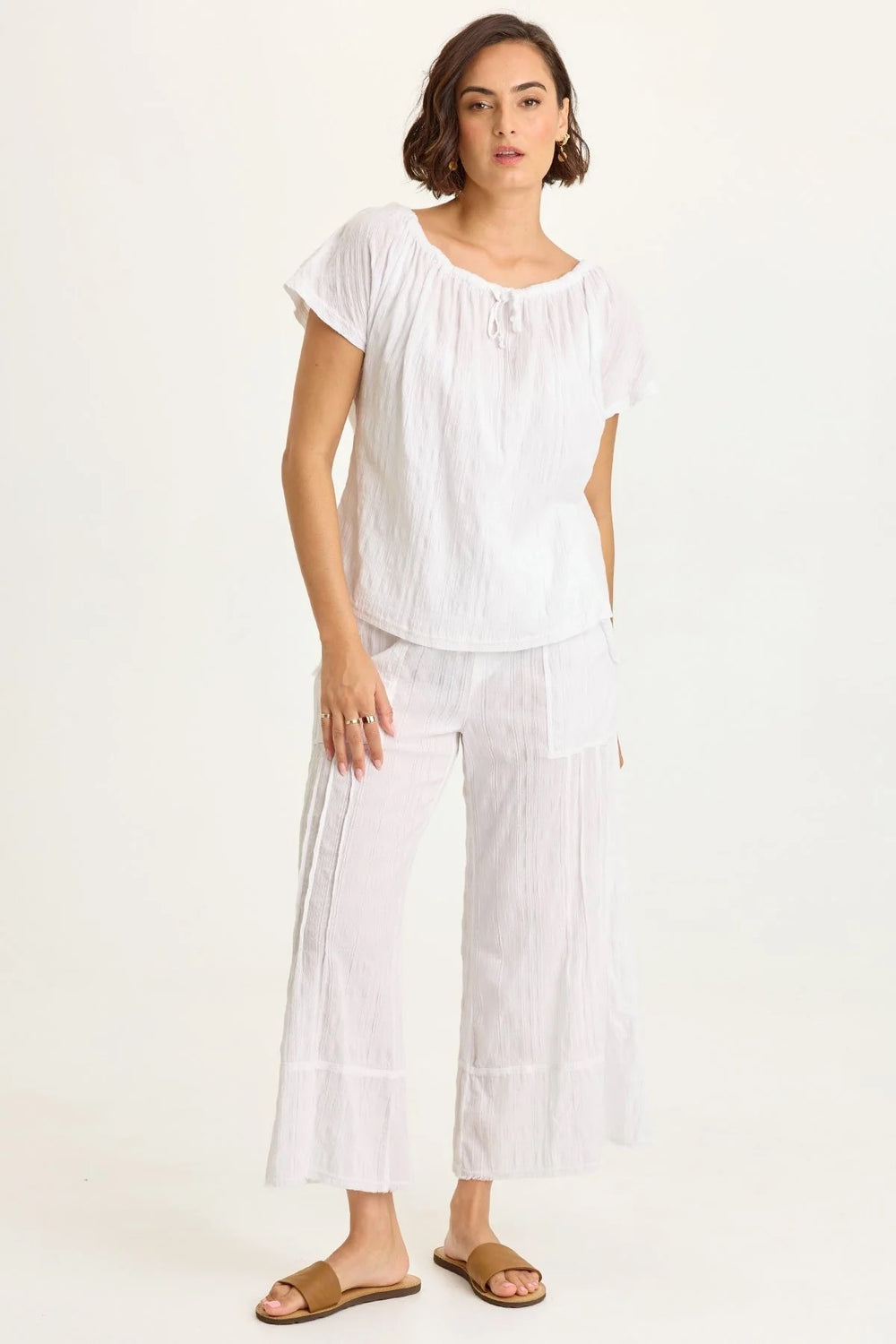 XCVI Doyen Crop Pants, stylish olive green bottoms with a relaxed fit and rolled cuffs, perfect for casual wear.