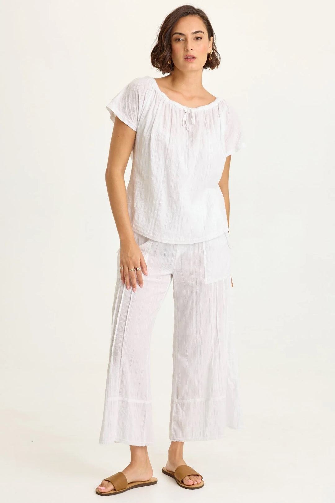 XCVI Doyen Crop Pants, stylish olive green bottoms with a relaxed fit and rolled cuffs, perfect for casual wear.