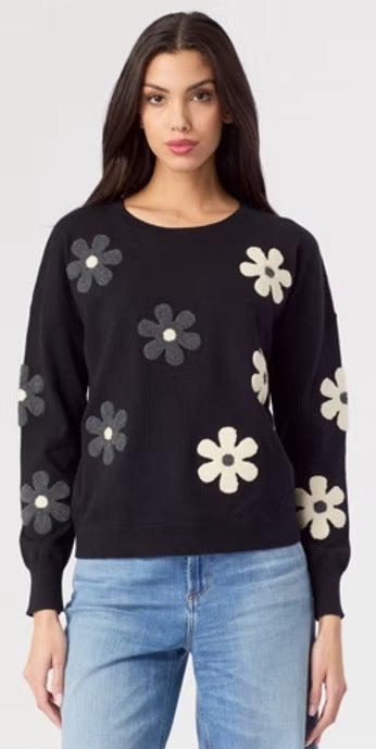 Flower Crew Black Sweater