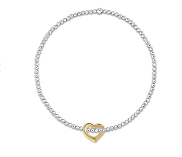 Classic Sterling Mixed Metal 2.5MM Bracelet with Love Gold Charm