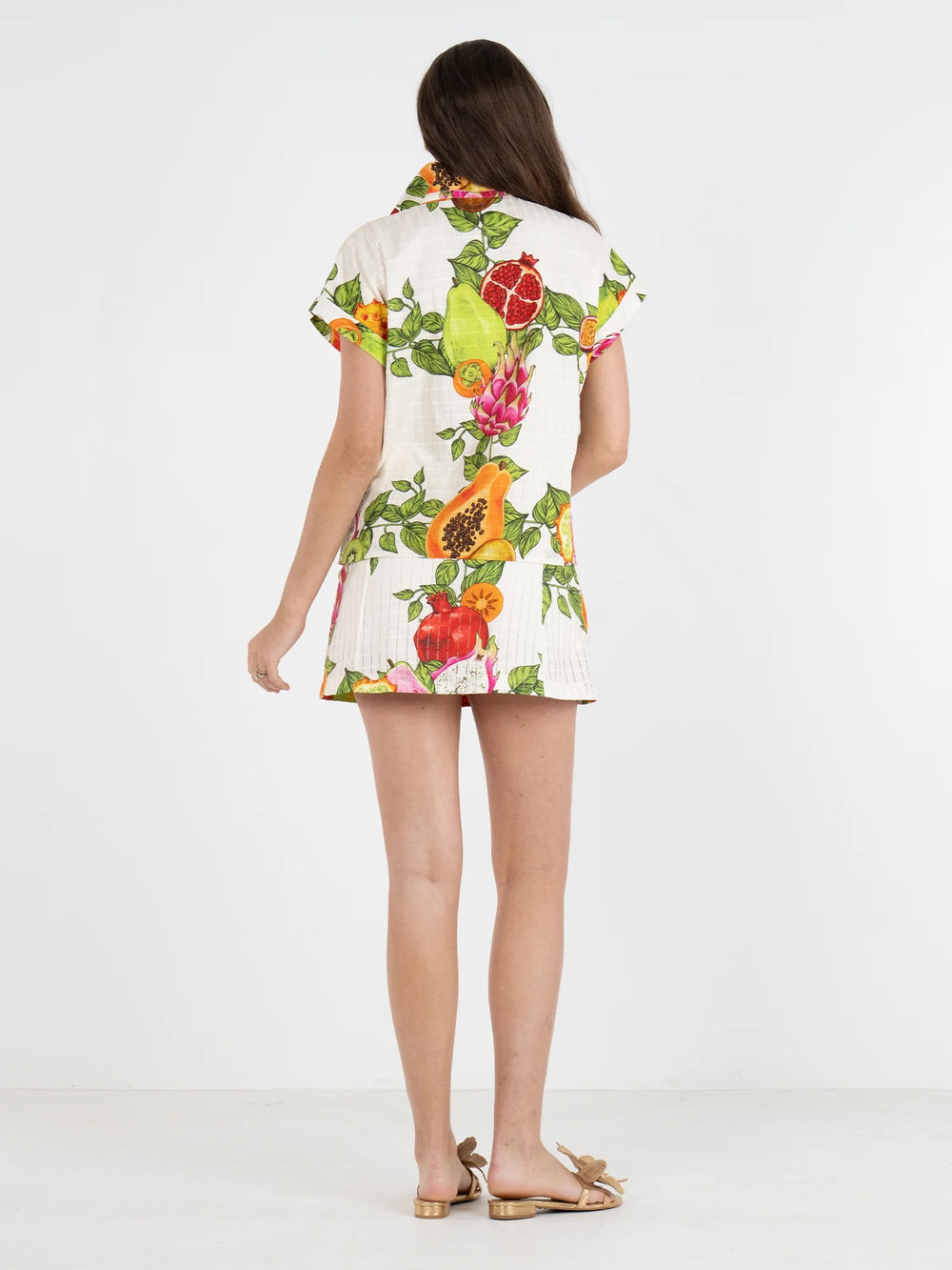 Emily McCarthy Poppy Trellis Grove top, stylish women's blouse with floral pattern, short sleeves, and relaxed fit.
