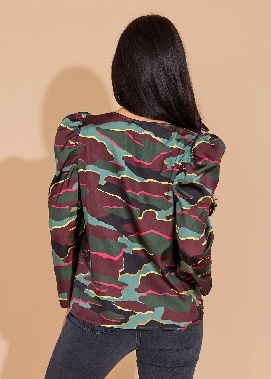 Neon Camo Finley Blouse