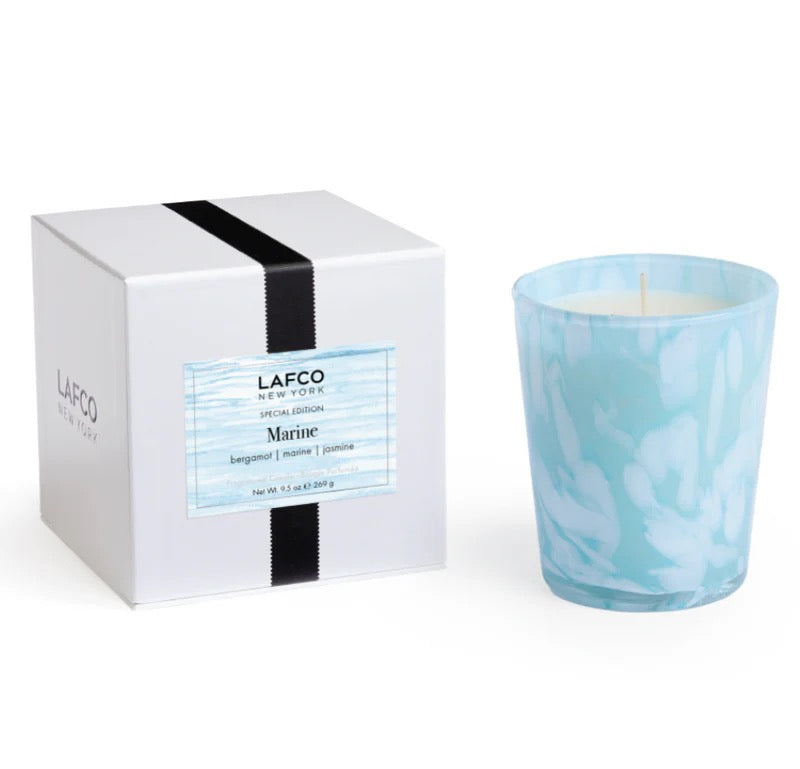 Lafco Coastal Collection 9.5oz candle in a glass jar, featuring a serene coastal scent and elegant home decor style.