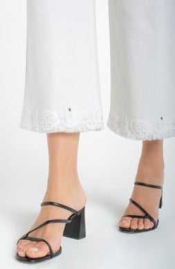 Stripe 26" Embroidered Hem Jean