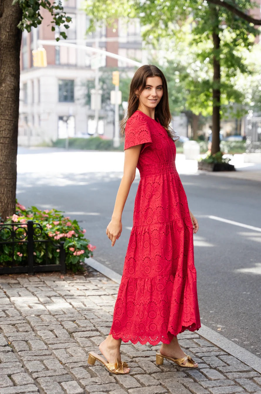 Eyelet Cinch Waist Dress