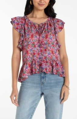 Pink floral Peplum Top