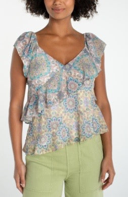 Flutter Sleeve Ruffle Blouse