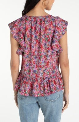 Pink floral Peplum Top