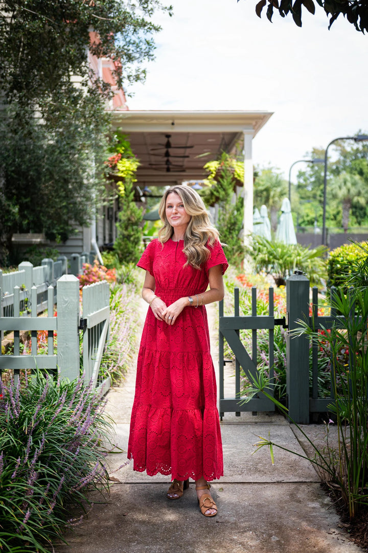 Eyelet Cinch Waist Dress