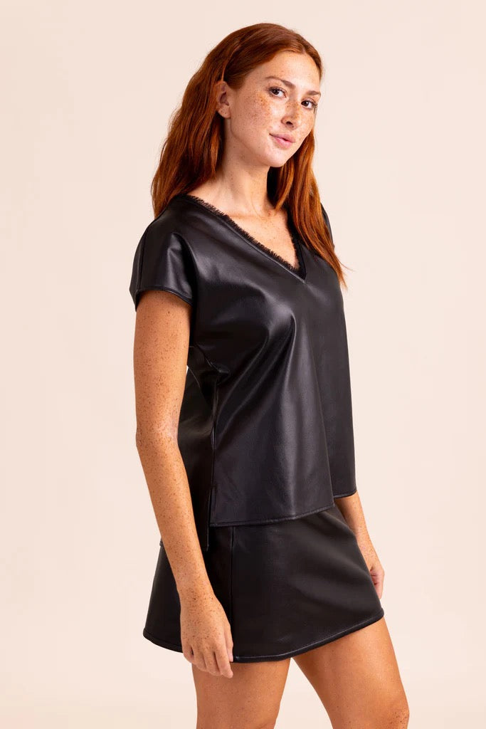 Joan Faux Leather Top