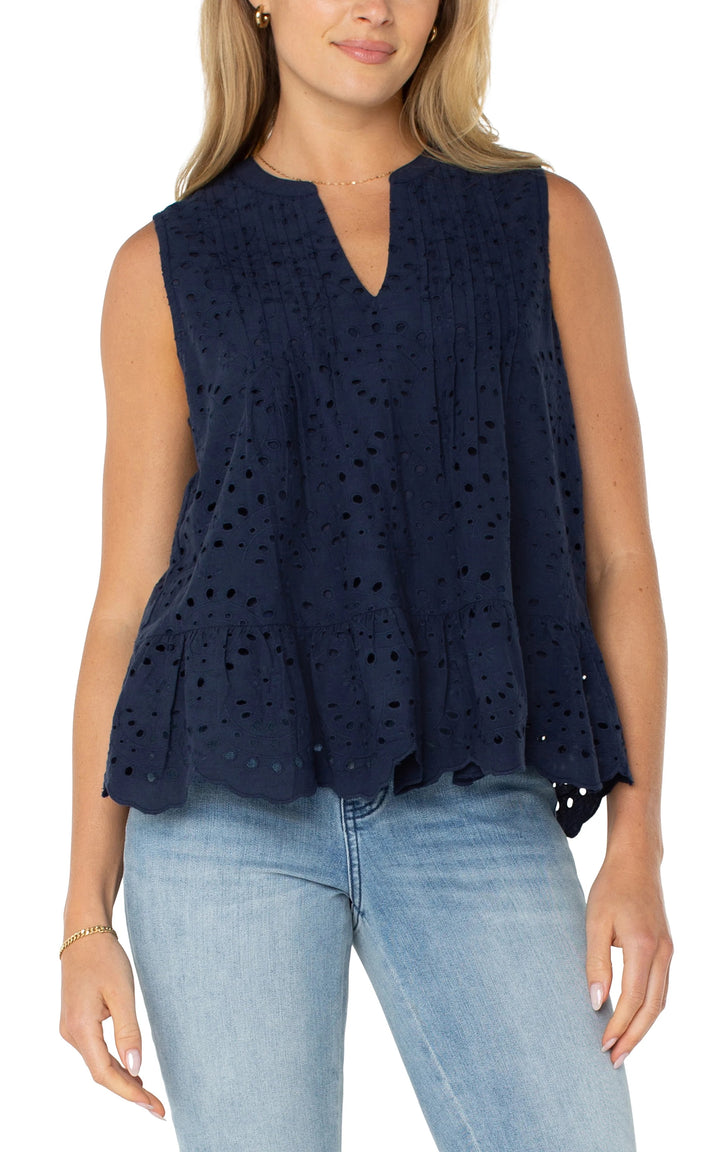 Sleeveless Pintuck Top