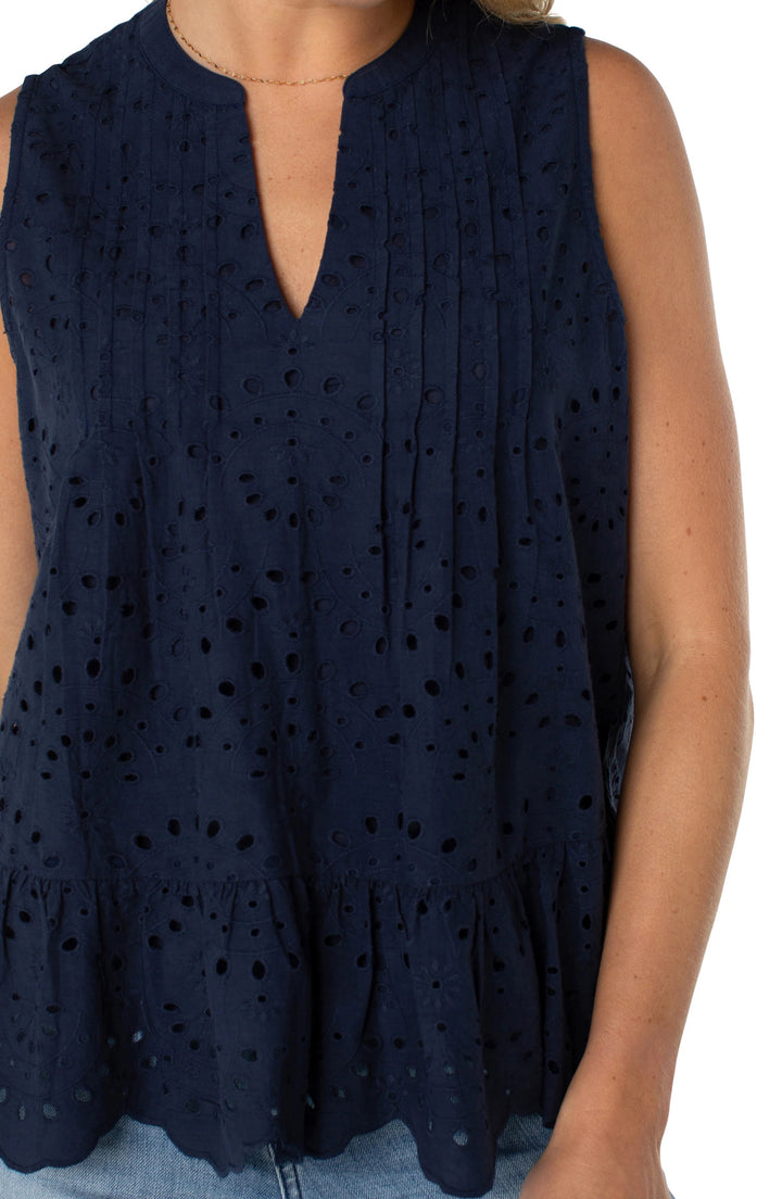 Sleeveless Pintuck Top