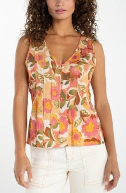 Floral Pintuck Tank Top