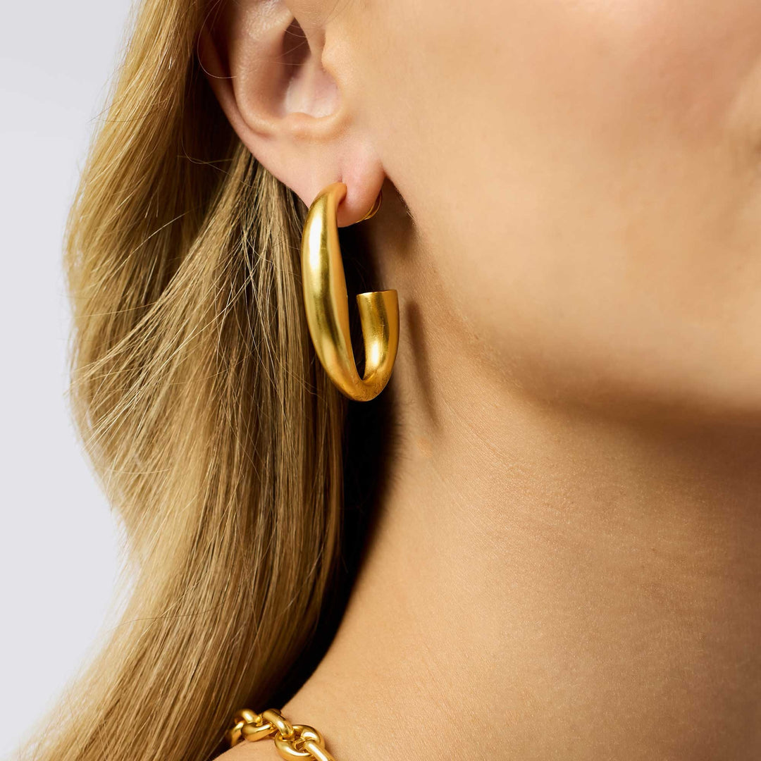 Julie Vos Laguna Hoop Earring, gold-tone accessory with large hoop design, stylish jewelry for everyday or special occasions.