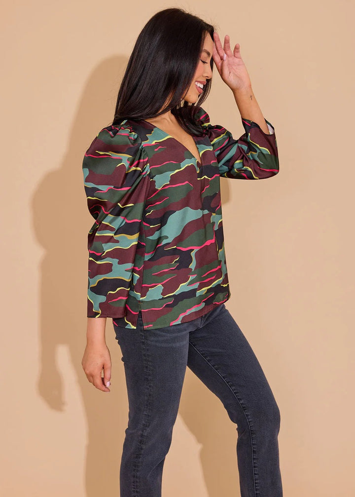 Neon Camo Finley Blouse