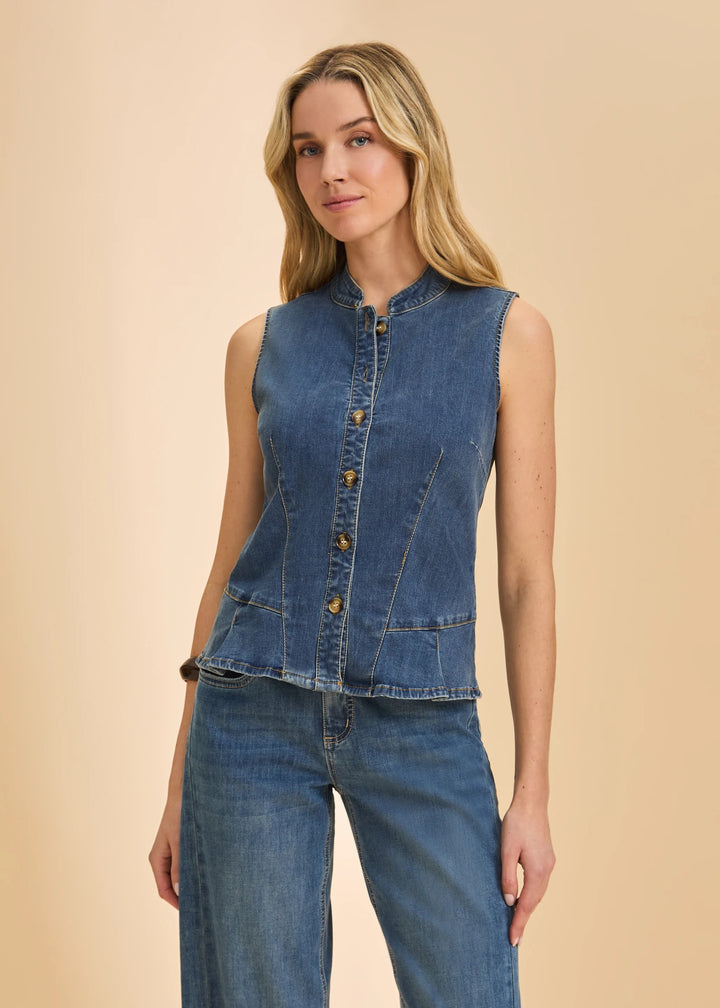 Denim Button Up Vest