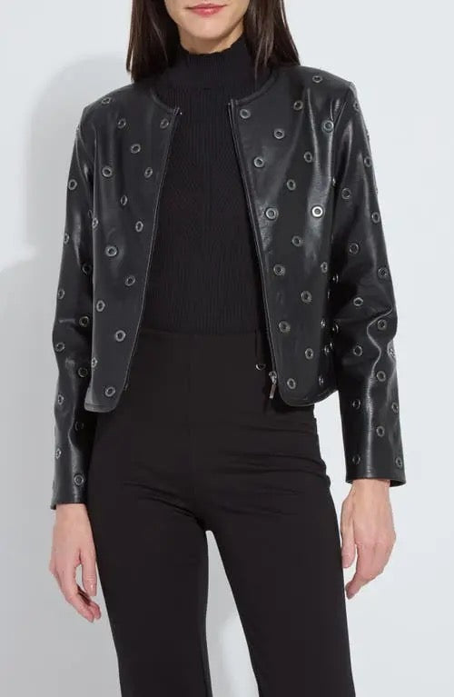 Grommet Faux Leather Jacket