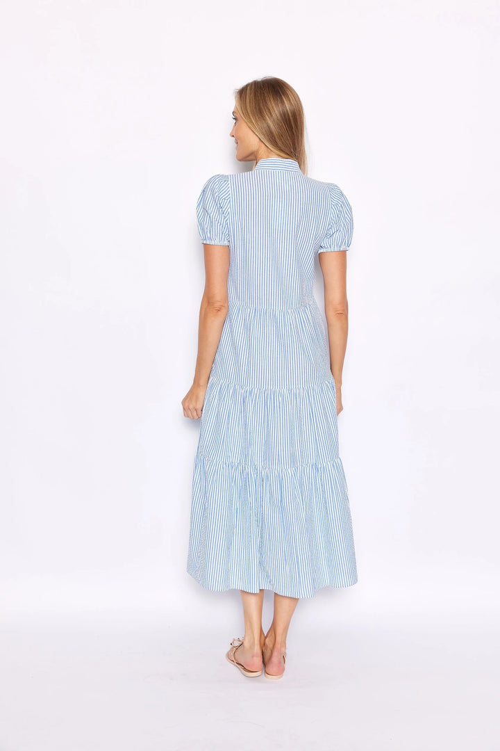 Blue & White Stripe Midi Dress