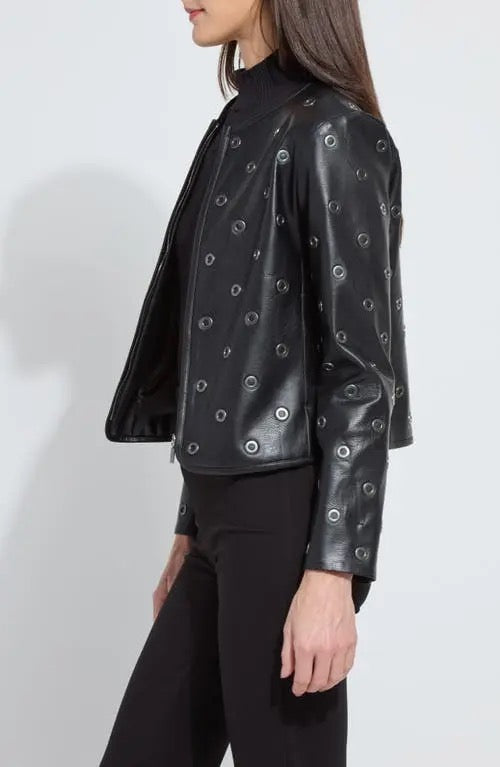 Grommet Faux Leather Jacket