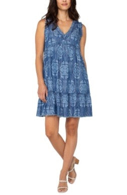 V-Neck Ruffle Dress with Pockets