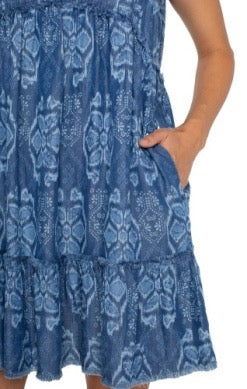 V-Neck Ruffle Dress with Pockets