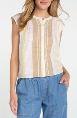 Dolman Stripe Button Blouse