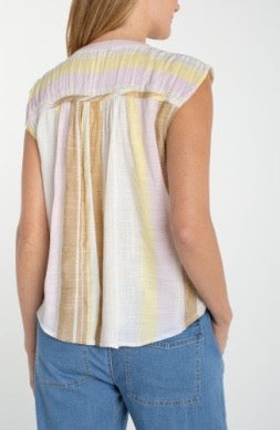 Dolman Stripe Button Blouse