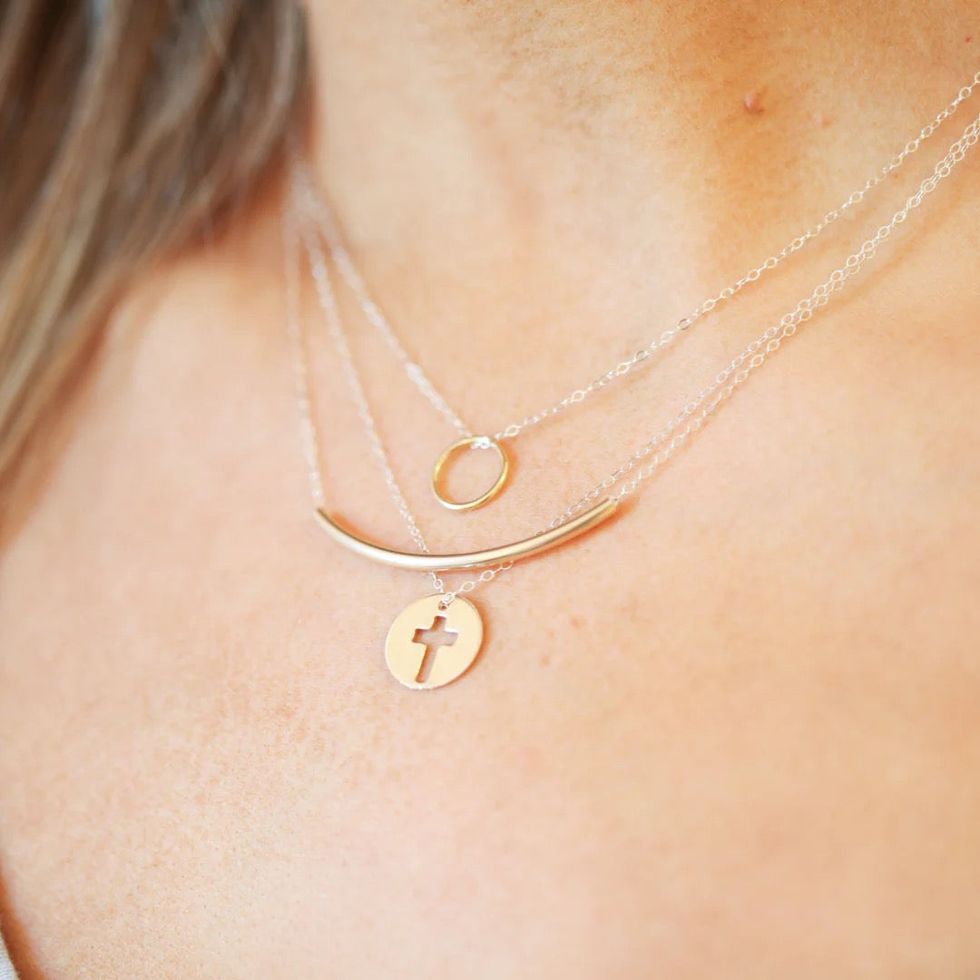 16" Halo Gold Charm Necklace