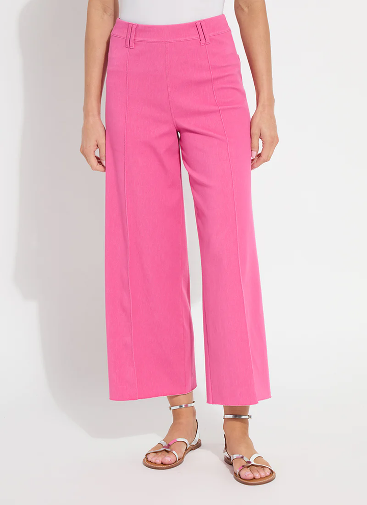 Lysse Erin 27-inch pintuck denim jeans, stylish blue bottoms with pintuck details and a classic fit, shown on a model.