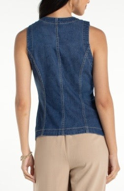 Denim Crew Button Vest