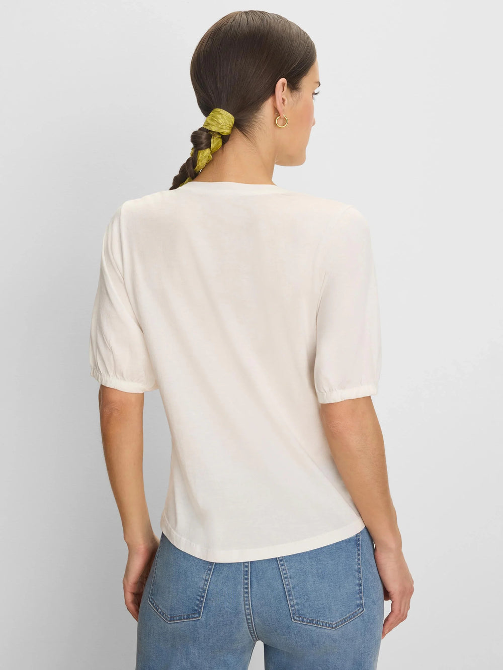 Nic & Zoe elbow sleeve V-neck T-shirt featuring a relaxed fit and soft fabric, perfect for casual wear.