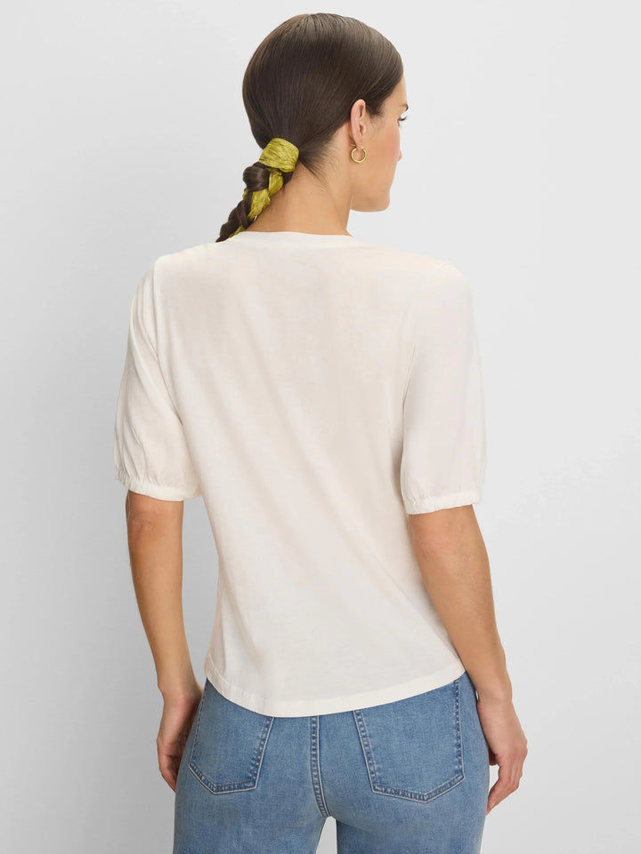 Nic & Zoe elbow sleeve V-neck T-shirt featuring a relaxed fit and soft fabric, perfect for casual wear.