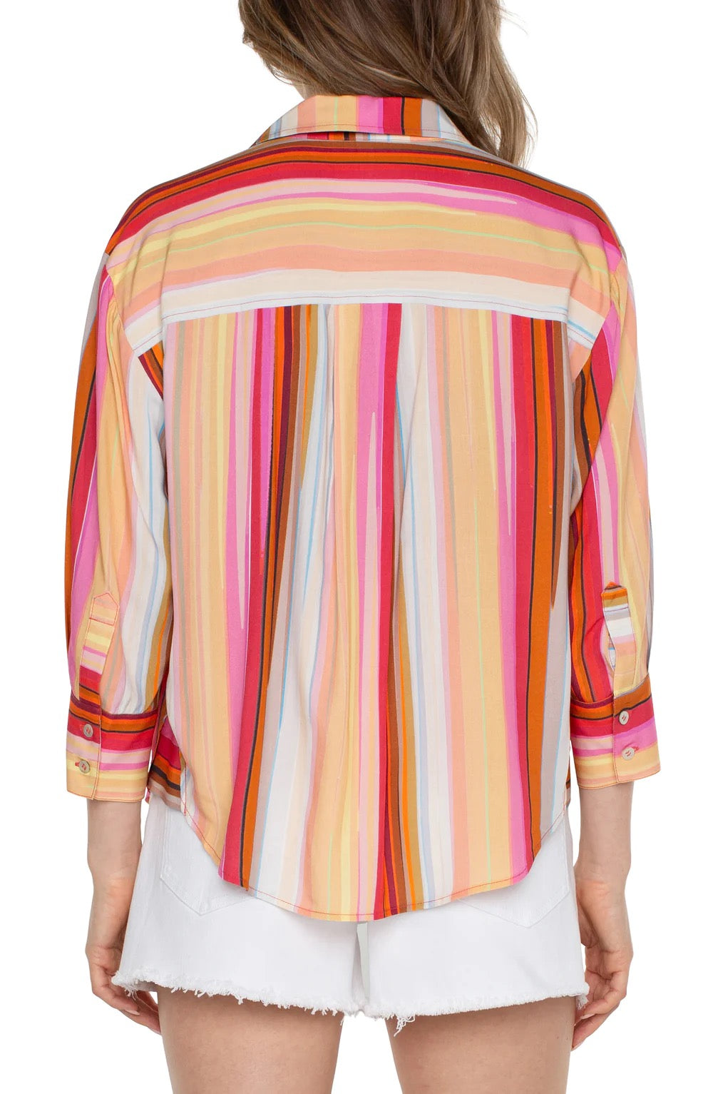 Stripe 3/4 Button front shirt