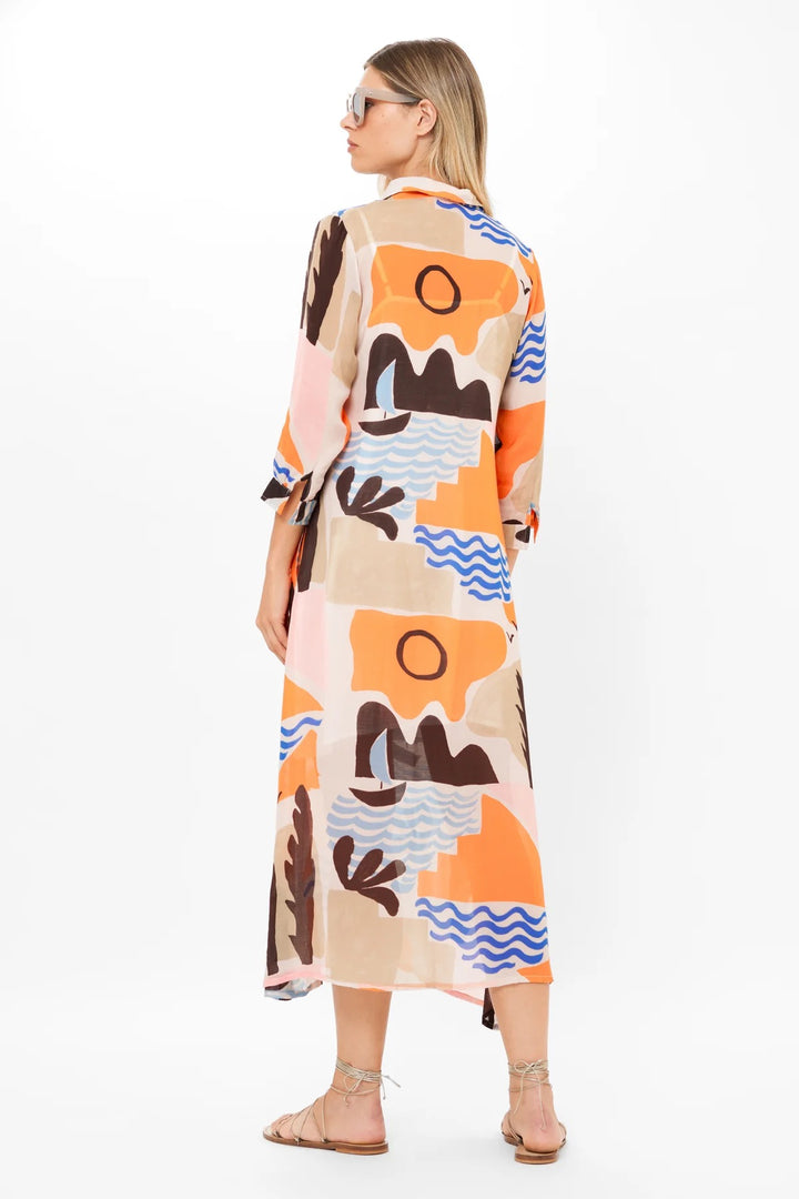 Riviera Orange Midi Shirtdress