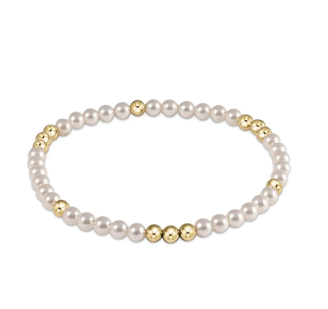 Worthy Pattern 3MM  Bead Bracelet - Pearl