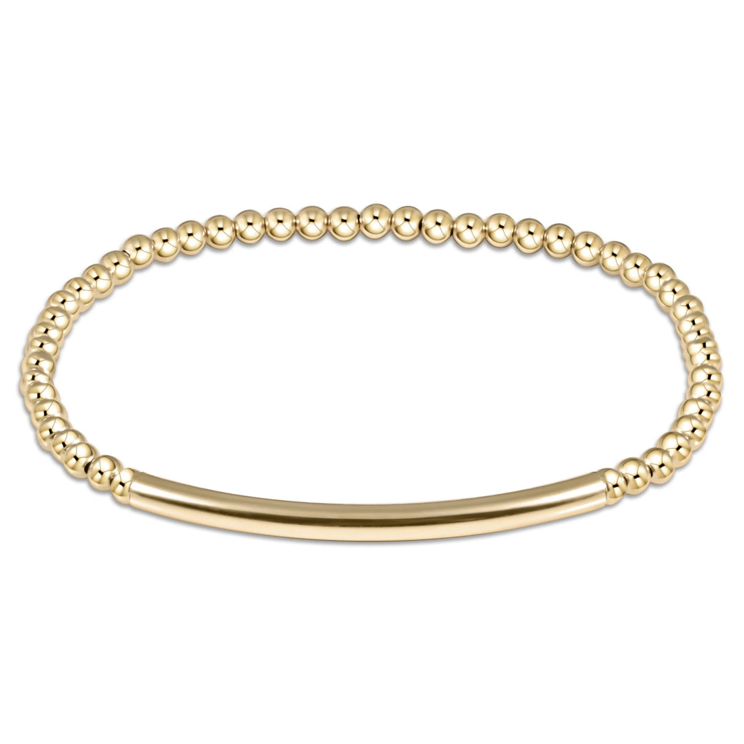 Enewton Bliss Bar Smooth Gold 3MM bracelet, stylish accessories featuring a sleek gold bar design on a delicate chain.