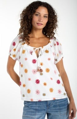 Floral Short Sleeve Tie Shirt