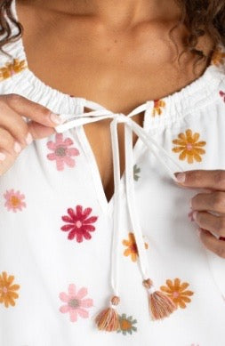 Floral Short Sleeve Tie Shirt
