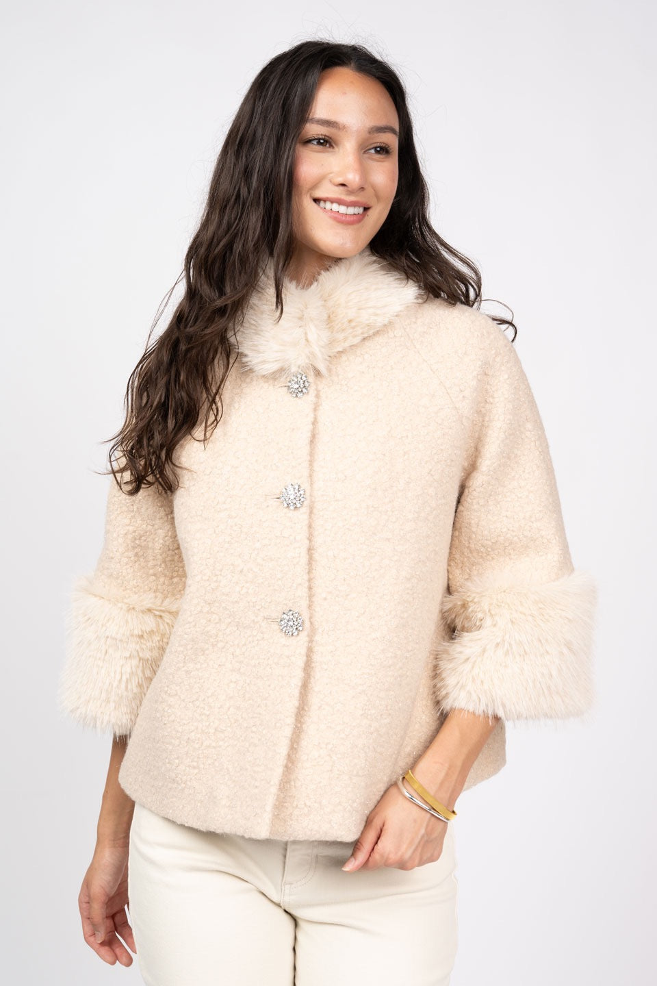 Boucle Fur Trim Jacket