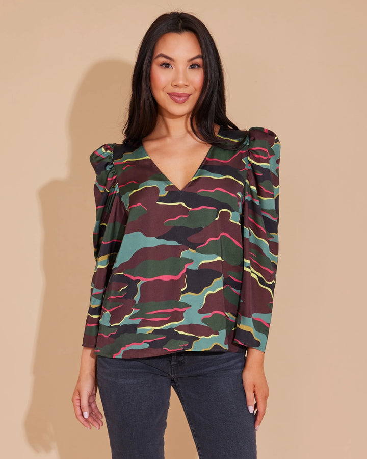 Neon Camo Finley Blouse