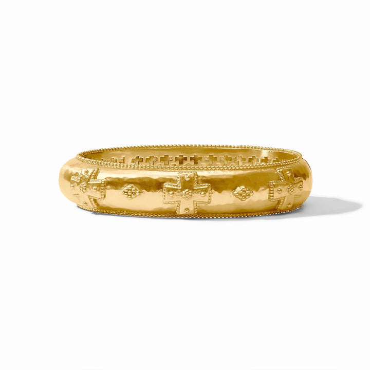Julie Vos Canterbury Hinge Bangle in gold-toned accessories, sleek and stylish jewelry with a hinged design and elegant finish.