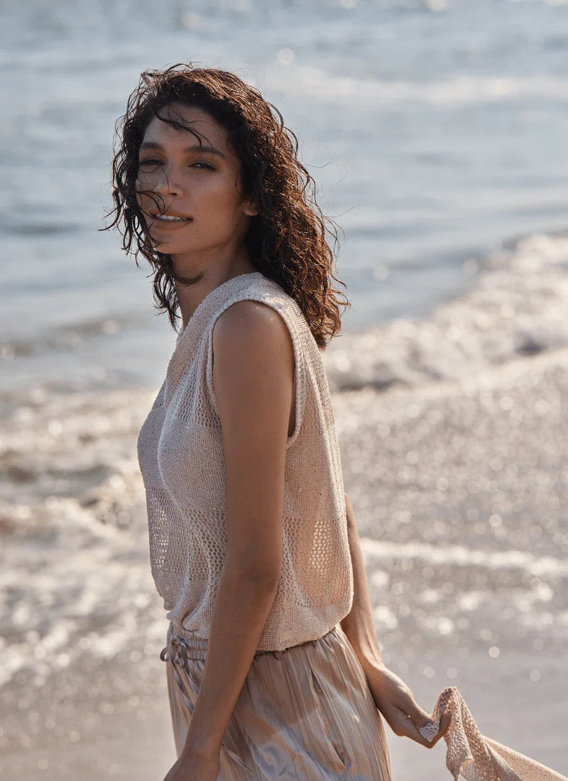 Sequin V-Neck Shell Top